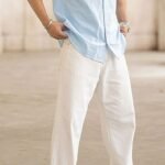 Upgrade your style with this ocean blue slim fit…