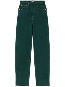 dark green stretch-cotton denim high waist…